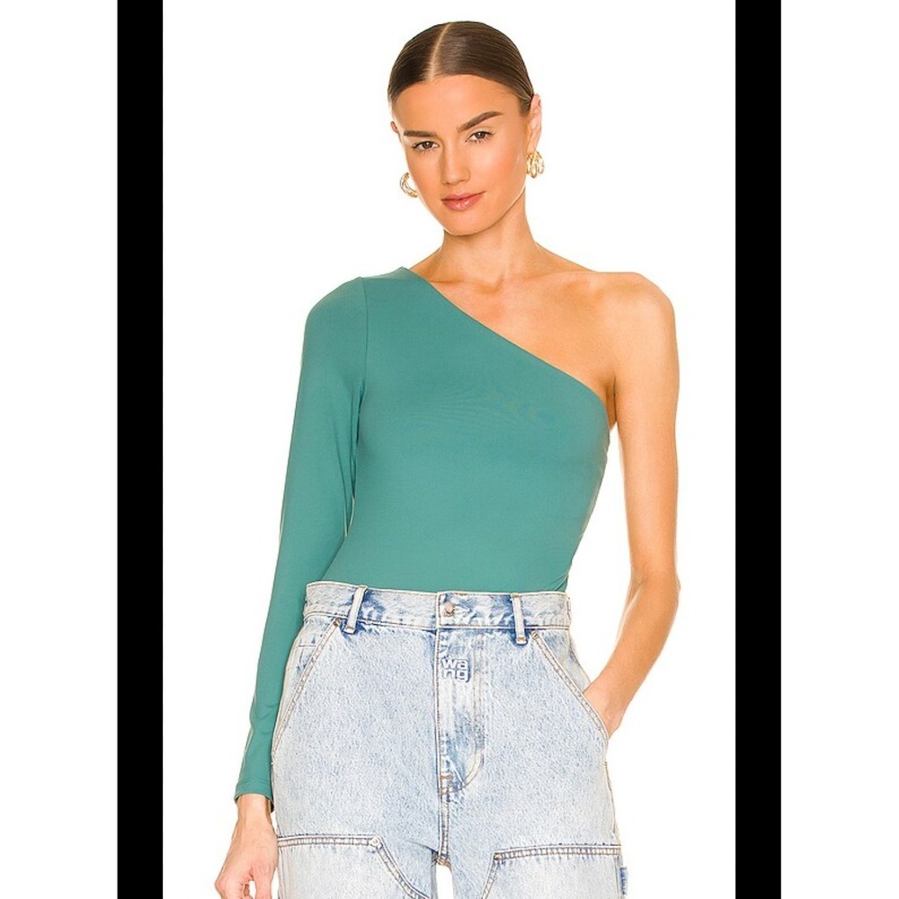 Susana Monaco One-shoulder Bodysuit Med Feminine Gusset Snap Button Revolve NWT